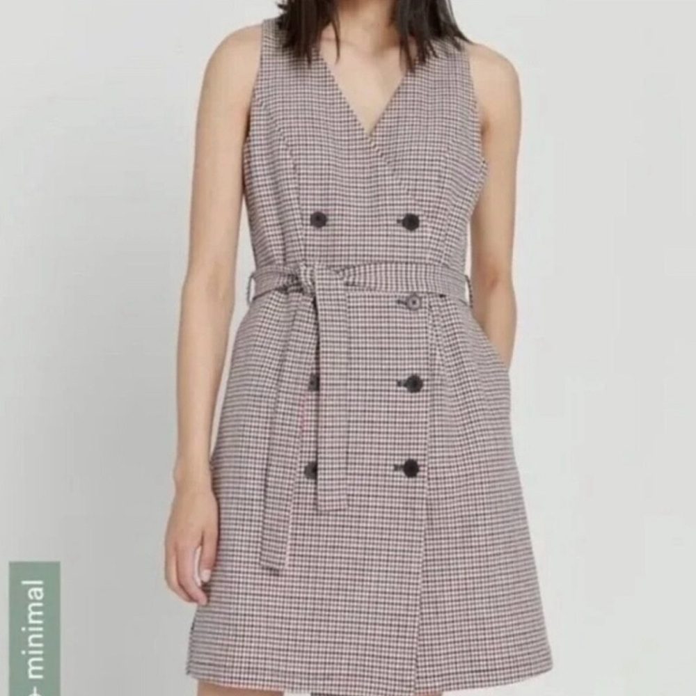 Frank And Oak Sleeveless Belted Houndstooth Dress – Size M – Organic Cotton